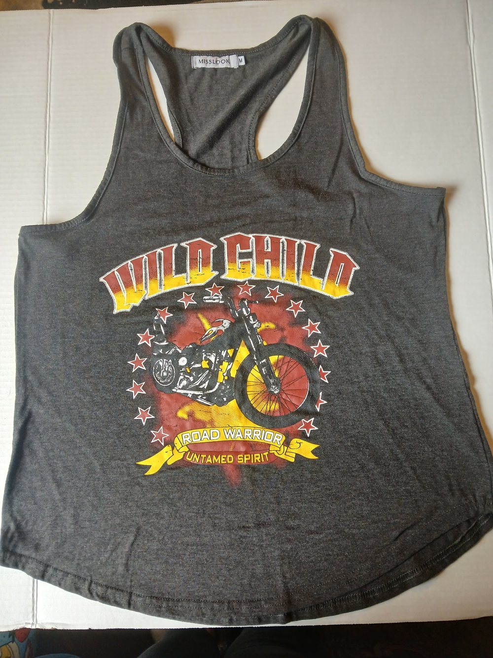 ​Misslook Wild Child Road Warrior Motorcycle Tank Top Gray Size M